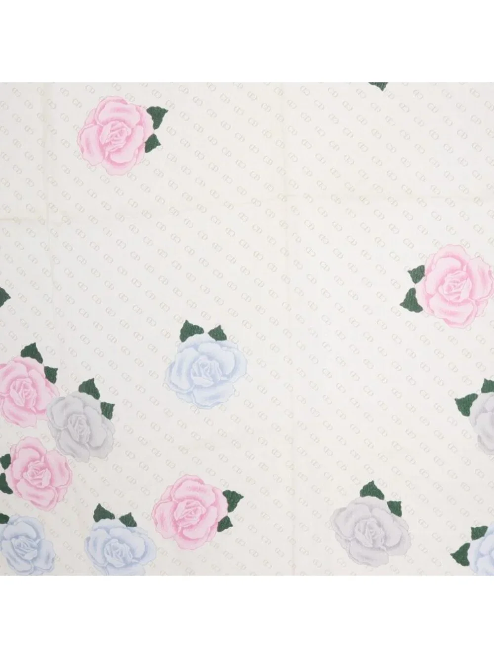 Dior Scarf Rose Pattern Silk Pink Ivory